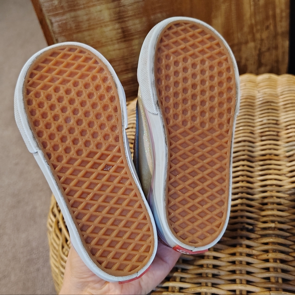 Little Girls Sparkle Gluttet Vans Velcro  Sneakers - Picture 9 of 11